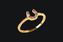 Load image into Gallery viewer, 14K Ruby and Diamond Horseshoe Ring - Elegant Elements By Kelly
