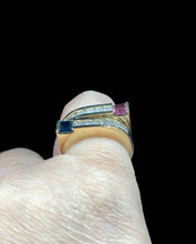 Load image into Gallery viewer, 14K Yellow Gold Sapphire & Rhodolite Garnet & Diamond Stackable Rings - Elegant Elements By Kelly