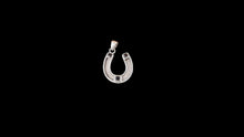Load image into Gallery viewer, Custom Sterling Silver Horseshoe Horsehair Pendant with Princess Cut Black Accents - Elegant Elements By Kelly