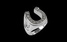 Load image into Gallery viewer, Men's 14K Gold Diamond Horseshoe Ring