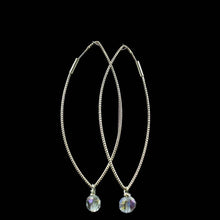 Load image into Gallery viewer, Gold Plated Open Marque Shape Earring w/ Iridescent Swarovski Crystal Bead - Elegant Elements By Kelly