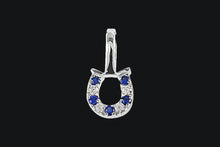 Load image into Gallery viewer, 14K Gold Sapphires & Diamonds Tiny Delicate Horseshoe Necklace - Elegant Elements By Kelly