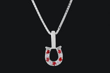 Load image into Gallery viewer, Sterling Silver Red & Clear Cubic Zirconia Tiny Horseshoe Necklace - Elegant Elements By Kelly