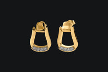 Load image into Gallery viewer, 14K Gold Oxbow Stirrup Diamond Post Earrings - Elegant Elements By Kelly