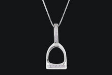 Load image into Gallery viewer, Sterling Silver Large Cubic Zirconia English Stirrup Necklace - Elegant Elements By Kelly