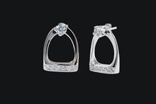Load image into Gallery viewer, 14K Gold Diamond Stud Earrings with Large English Stirrup Jackets - Elegant Elements By Kelly