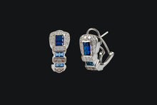 Load image into Gallery viewer, 14K Gold Sapphire & Diamond Ranger Style Buckle Earrings - Elegant Elements By Kelly