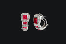 Load image into Gallery viewer, 14K Gold Ruby & Diamond Ranger Style Buckle Earrings - Elegant Elements By Kelly
