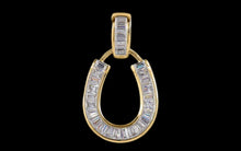 Load image into Gallery viewer, 14K Gold Baguette Horseshoe Diamond Necklace