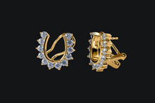 Load image into Gallery viewer, 14K Gold Diamond French Clip Post Back Horseshoe Earrings - Elegant Elements By Kelly