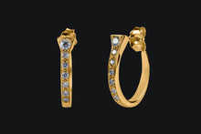 Load image into Gallery viewer, 14K Gold Diamond Horseshoe Nail Hoop Earrings - Elegant Elements By Kelly
