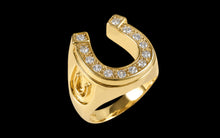 Load image into Gallery viewer, Men's 14K Gold Diamond Horseshoe Ring