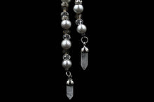 Load image into Gallery viewer, Faux Pearl Lariat Necklace With White & Cream Crystal & Cubic Zirconia Spacers - Elegant Elements By Kelly