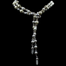Load image into Gallery viewer, Faux Pearl Lariat Necklace With White & Cream Crystal & Cubic Zirconia Spacers - Elegant Elements By Kelly