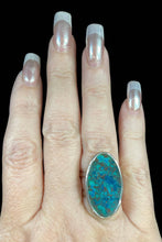Load image into Gallery viewer, Oval Shaped Sterling Silver Crushed Turquoise Bezel Set Elongated Large Ring - Elegant Elements By Kelly