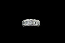 Load image into Gallery viewer, Sterling Silver Emerald Cut Halo Eternity Band - Elegant Elements By Kelly