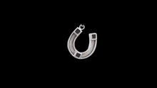Load image into Gallery viewer, Custom Sterling Silver Horseshoe Horsehair Pendant with Princess Cut Black Accents - Elegant Elements By Kelly