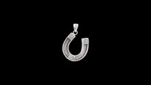 Load image into Gallery viewer, Custom Sterling Silver Horseshoe Horsehair Pendant with Princess Cut Clear CZ Accents - Elegant Elements By Kelly