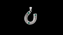 Load image into Gallery viewer, Custom Sterling Silver Horseshoe Horsehair Pendant with Princess Cut Green Accents - Elegant Elements By Kelly