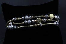 Load image into Gallery viewer, Silver And Gold Tone Three Row Beaded Bracelet
