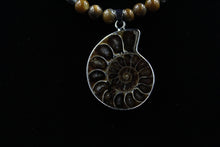 Load image into Gallery viewer, Natural Ammonite Fossil Shell Pendant With 8mm Round Jasper Beads - Elegant Elements By Kelly