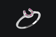 Load image into Gallery viewer, 14K Ruby and Diamond Horseshoe Ring - Elegant Elements By Kelly
