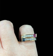 Load image into Gallery viewer, 14K Yellow Gold Sapphire &amp; Rhodolite Garnet &amp; Diamond Stackable Rings - Elegant Elements By Kelly
