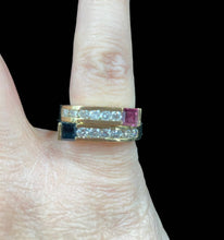 Load image into Gallery viewer, 14K Yellow Gold Sapphire &amp; Rhodolite Garnet &amp; Diamond Stackable Rings - Elegant Elements By Kelly
