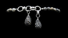 Load image into Gallery viewer, BR019-Grey_CZ_Pear_Beaded_Bracelet_Back_View
