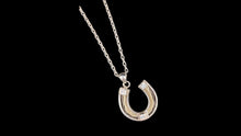 Load image into Gallery viewer, Custom Sterling Silver Horseshoe Horsehair Pendant with Princess Cut Gemstone Accents - Elegant Elements By Kelly
