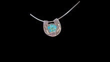 Load image into Gallery viewer, Custom Sterling Silver Horseshoe Horsehair Necklace with Kingman Turquoise - Elegant Elements By Kelly.
