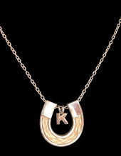 Load image into Gallery viewer, Custom Sterling Silver Horseshoe Horse Hair Initial Necklace (A-Z) - Elegant Elements By Kelly
