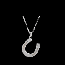 Load image into Gallery viewer, Custom Sterling Silver Large Horsehair Horseshoe Pendant With Sterling Silver Chain - Elegant Elements By Kelly
