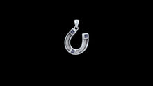 Load image into Gallery viewer, Custom Sterling Silver Horseshoe Horsehair Pendant with Princess Cut Tanzanite_Blue_Zircon Accents - Elegant Elements By Kelly
