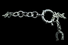 Load image into Gallery viewer, Custom Sterling Silver Bracelet w/ Double Horseshoe Charm - Elegant Elements By Kelly
