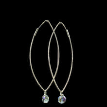 Load image into Gallery viewer, Gold Plated Open Marque Shape Earring w/ Iridescent Swarovski Crystal Bead - Elegant Elements By Kelly
