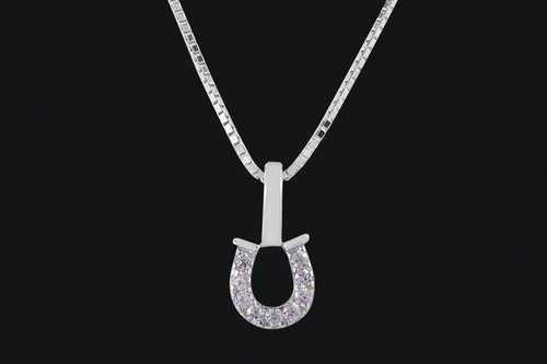 Sterling Silver Delicate Cubic Zirconia Horseshoe Necklace - Elegant Elements By Kelly