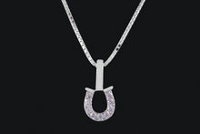 Load image into Gallery viewer, Sterling Silver Delicate Cubic Zirconia Horseshoe Necklace
