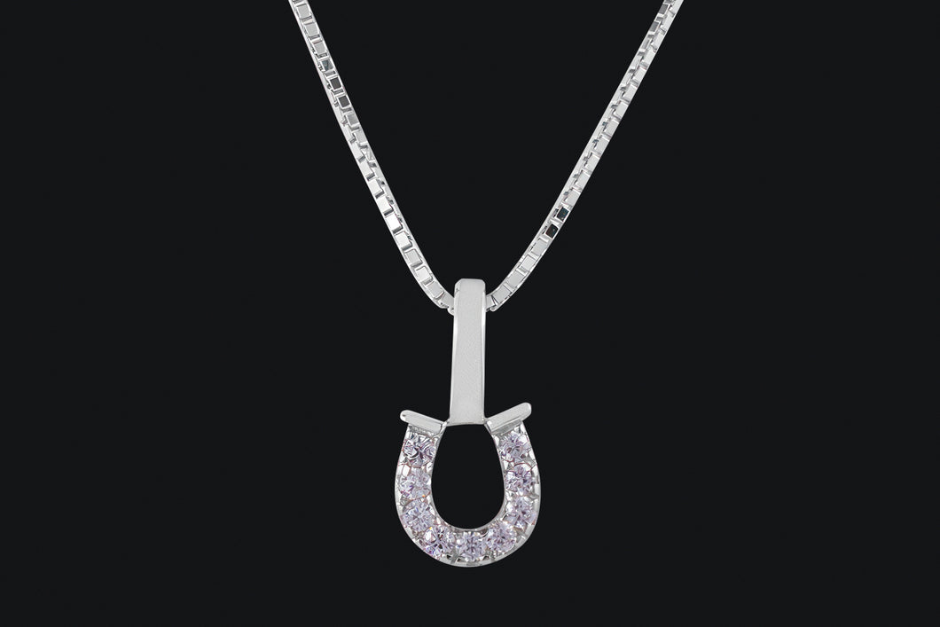 Sterling Silver Delicate Cubic Zirconia Horseshoe Necklace