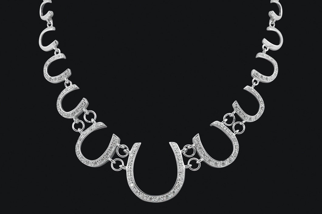 Sterling Silver Multi. Cubic Zirconia Horseshoe Necklace - Elegant Elements By Kelly