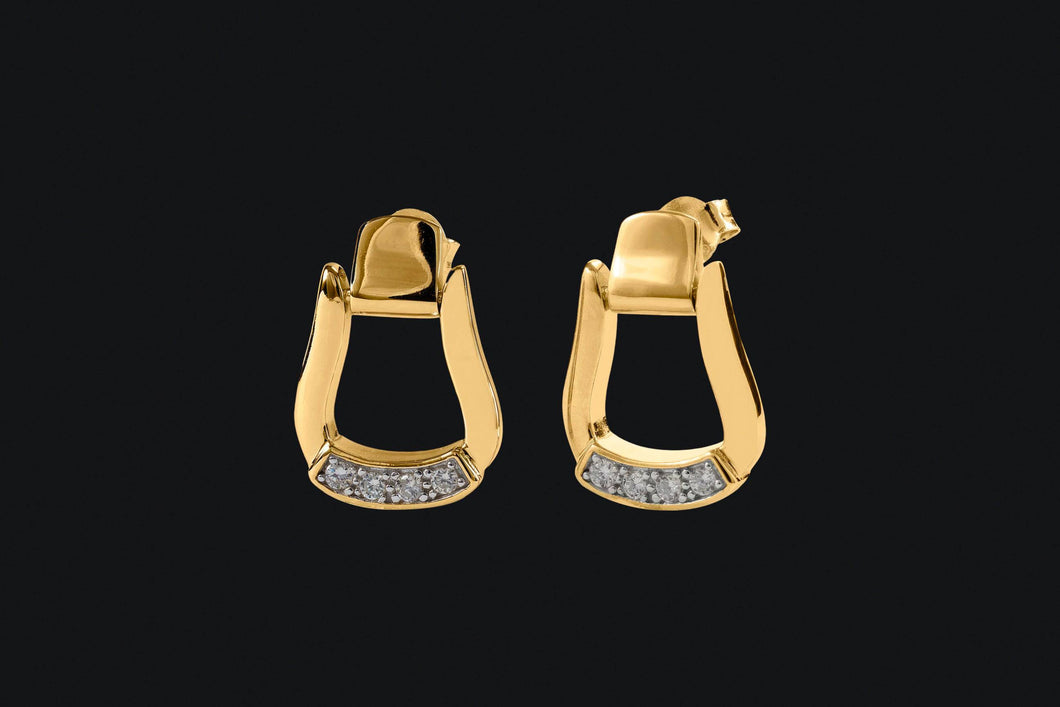 14K Gold Oxbow Stirrup Diamond Post Earrings - Elegant Elements By Kelly