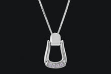 Load image into Gallery viewer, Sterling Silver Small Oxbow Cubic Zirconia Stirrup Necklace - Elegant Elements By Kelly
