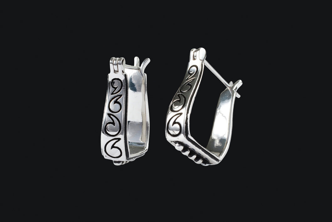 Sterling Silver Engraved Stirrup Earrings - Elegant Elements By Kelly