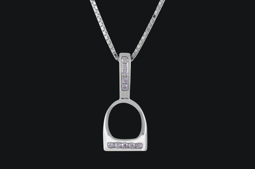 Sterling SIlver Small Diamond English Stirrup Necklace - Elegant Elements By Kelly