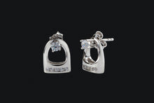 Load image into Gallery viewer, 14K Gold Diamond Stud Earrings with Small English Stirrup Jackets
