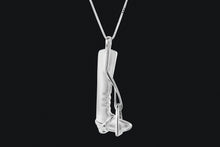 Load image into Gallery viewer, Sterling Silver Small English Riding Boot &amp; Stirrup Necklace - Elegant Elements By Kelly
