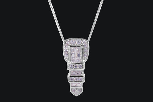 Sterling Silver Classic Clear Cubic Zirconia Wester Buckle Necklace - Elegant Elements By Kelly