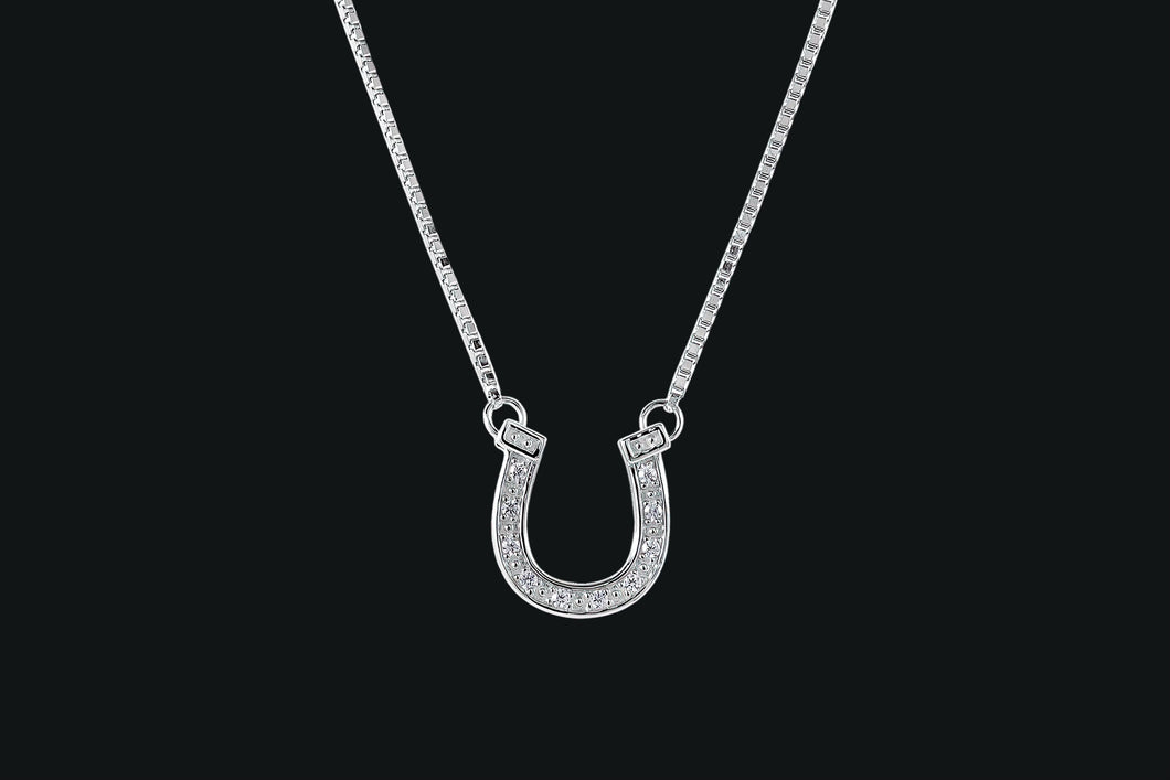 Sterling Silver Pave Cubic Zirconia Horseshoe Necklace - Elegant Elements By Kelly