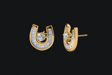 Load image into Gallery viewer, 14K Gold Diamond Baguette Horseshoe Jacket and Stud Earrings
