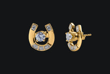 Load image into Gallery viewer, 14K Gold  Stud Earring With Horseshoe Jackets - Elegant Elements By Kelly
